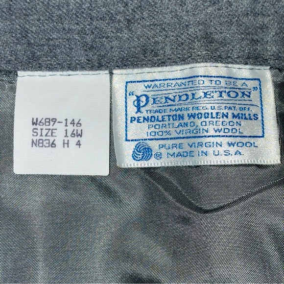 Pendleton Vintage 100% Virgin Wool Gray Pencil Skirt Size 16W Side Zip - Picture 7 of 7